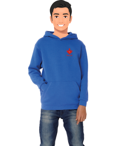 Sweat Jean Cassien bleu royal enfant brodé coeur sacré
