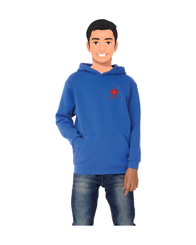 Sweat Jean Cassien bleu royal enfant brodé coeur sacré