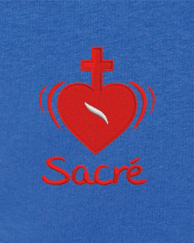 Sweat Jean Cassien bleu royal enfant brodé coeur sacré