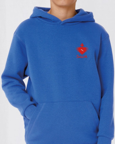 Sweat Jean Cassien bleu royal enfant brodé coeur sacré