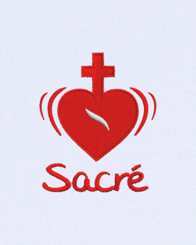 Sweat Jean Cassien adulte brodé coeur sacré blanc