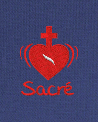 Sweat Jean Cassien adulte brodé coeur sacré marine