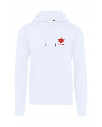 Sweat Jean Cassien adulte brodé coeur sacré blanc