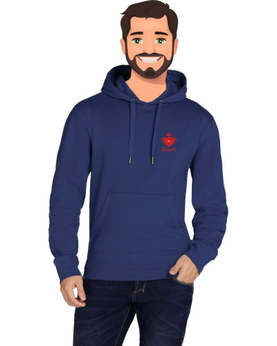 Sweat Jean Cassien adulte brodé coeur sacré marine