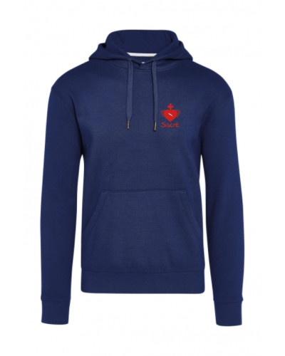 Sweat Jean Cassien adulte brodé coeur sacré marine