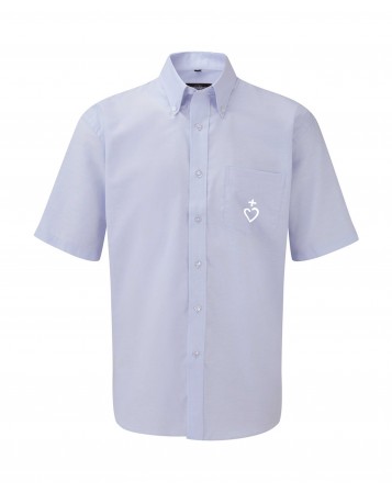 SIMON La chemise catholique classique Oxford pour homme avec un joli marquage du Sacré Cœur Jésus Caritas