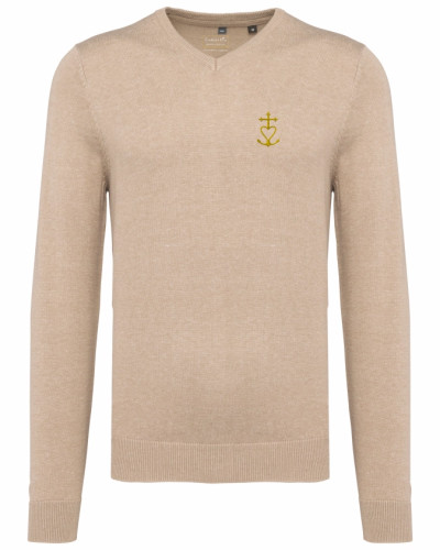 Pull JOHN HENRY  pour homme avec croix de méditerranée brodée