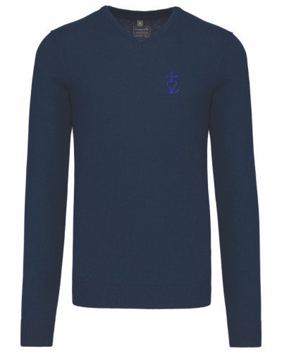 Pull homme John Henry brodé croix de méditerranée marine