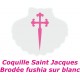 FIDELA Drap de bain pour bébé fille avec une jolie Coquille St Jacques brodée fushia