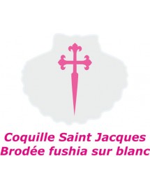 FIDELA Drap de bain pour bébé fille avec une jolie Coquille St Jacques brodée fushia