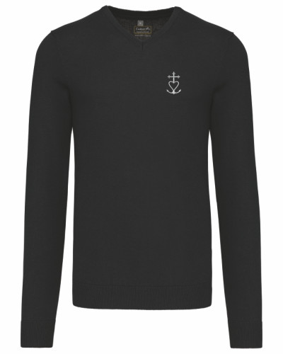 Pull JOHN HENRY  pour homme avec croix de méditerranée brodée