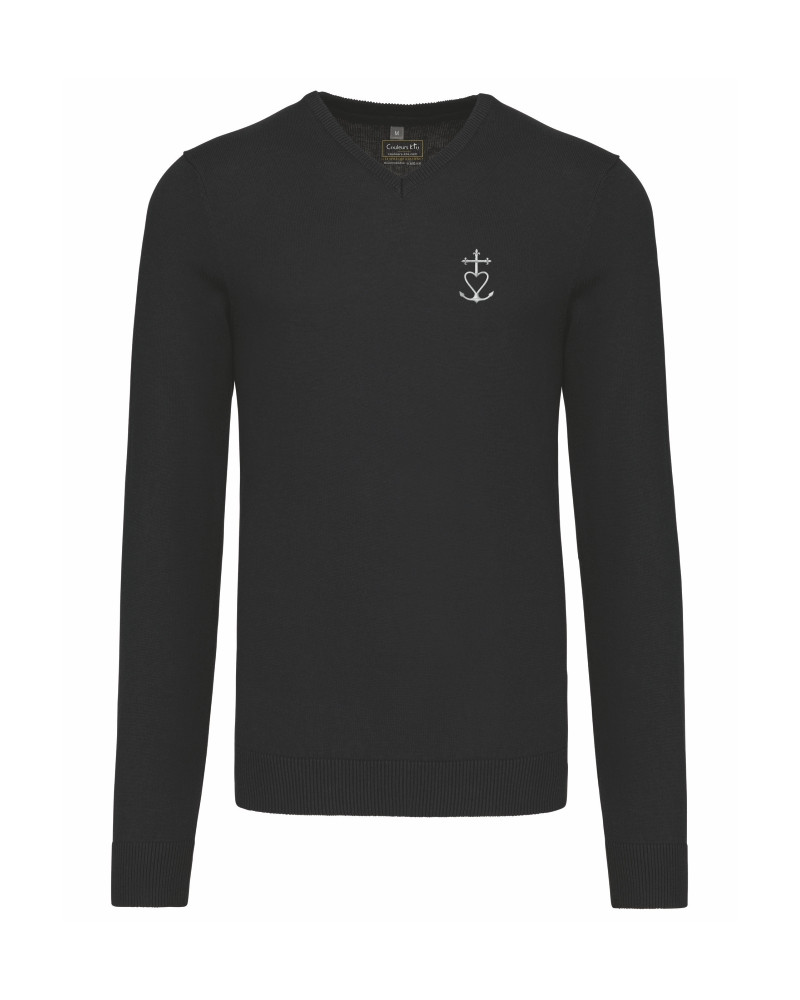 Pull JOHN HENRY  pour homme avec croix de méditerranée brodée