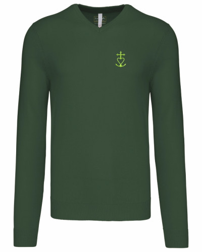 Pull JOHN HENRY  pour homme avec croix de méditerranée brodée