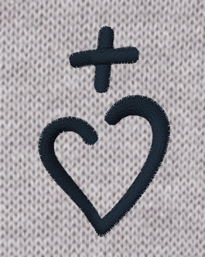 Pull garçon Augustin brodé coeur Jésus Caritas gris