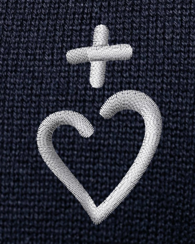 Pull garçon Augustin brodé coeur Jésus Caritas marine