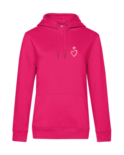 Sweat Catherine de Sienne pour femme brodé Jésus Caritas fushia