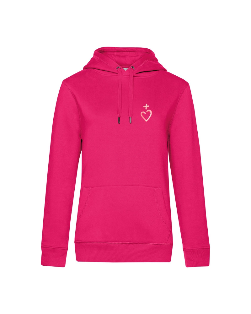 Sweat Catherine de Sienne pour femme brodé Jésus Caritas fushia