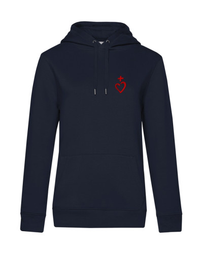 Sweat Catherine de Sienne pour femme brodé Jésus Caritas marine