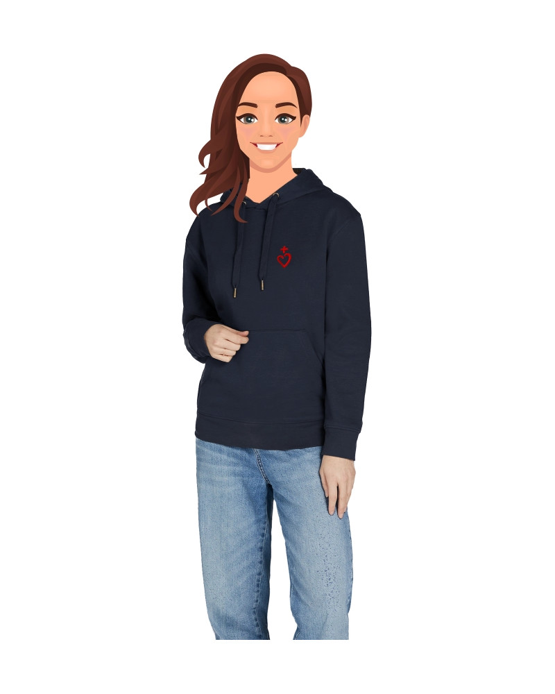Sweat Catherine de Sienne pour femme brodé Jésus Caritas marine