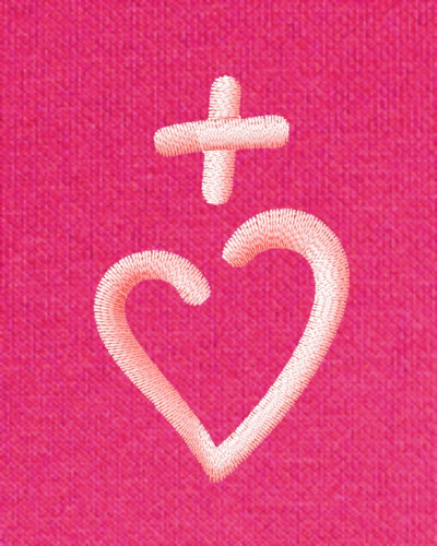 Sweat Catherine de Sienne pour femme brodé Jésus Caritas fushia