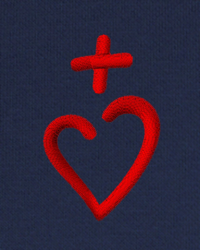 Sweat Catherine de Sienne pour femme brodé Jésus Caritas marine