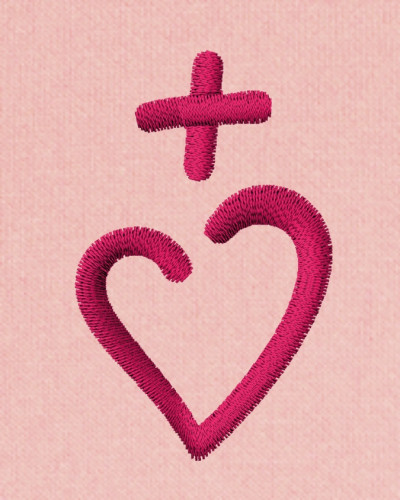 Sweat Catherine de Sienne pour femme brodé Jésus Caritas rose pâle