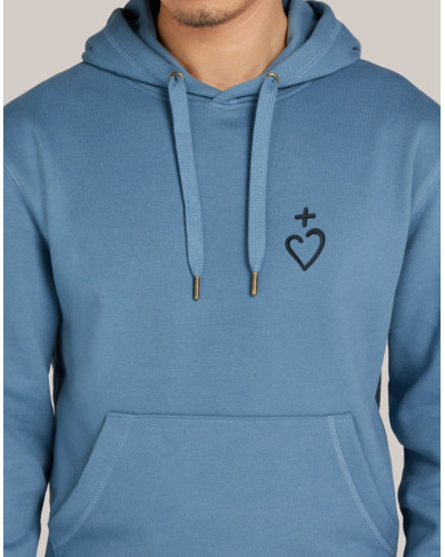 Sweat Charles de Foucauld pour homme brodé Jésus Caritas Bleu acier