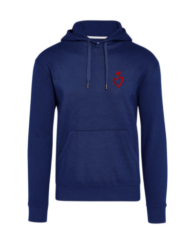 Sweat Charles de Foucauld pour homme brodé Jésus Caritas Marine