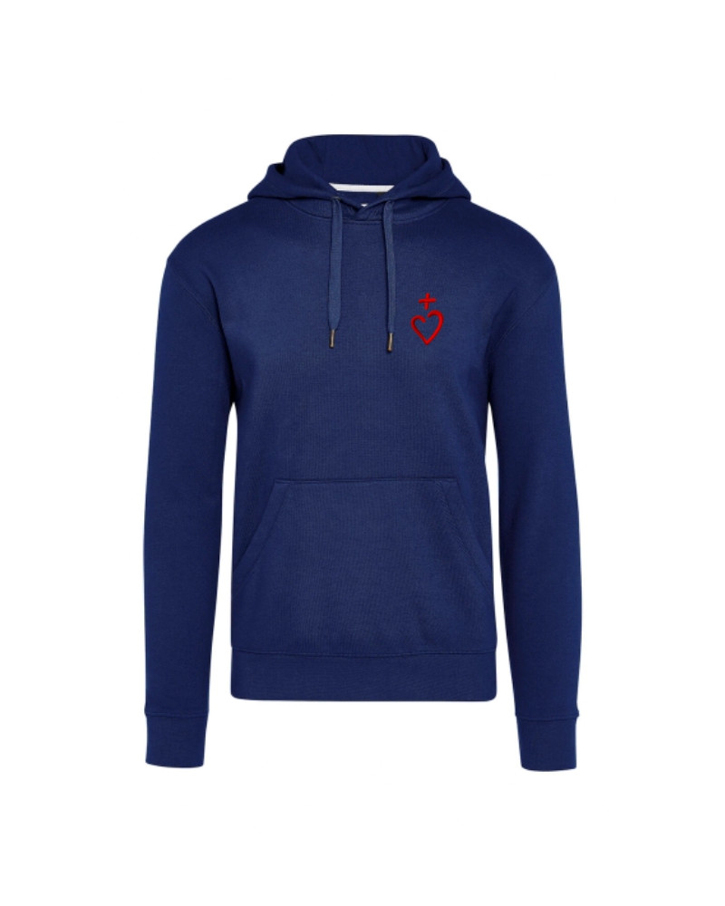 Sweat Charles de Foucauld pour homme brodé Jésus Caritas Marine