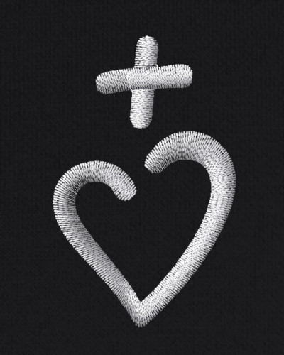 Sweat Charles de Foucauld pour homme brodé Jésus Caritas Noir