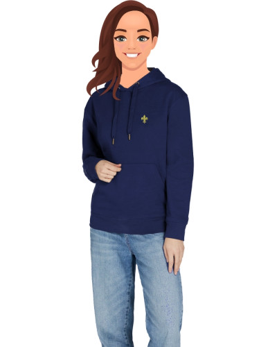 Sweat Clotilde pour femme brodé Fleur de Lys Sable Marine