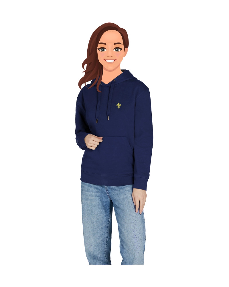 Sweat Clotilde pour femme brodé Fleur de Lys Sable Marine