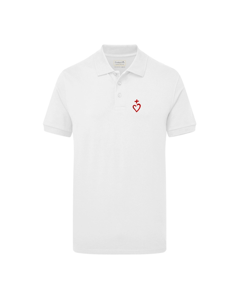 Polo Géraud pour homme brodé Jésus Caritas blanc