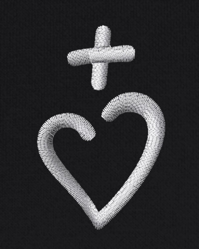 Polo Katéri pour femme brodé Jésus Caritas noir