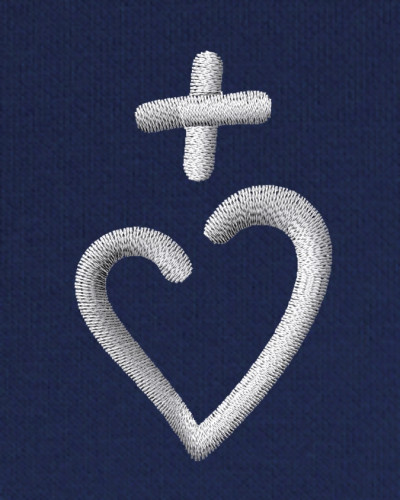 Polo Katéri pour femme brodé Jésus Caritas marine