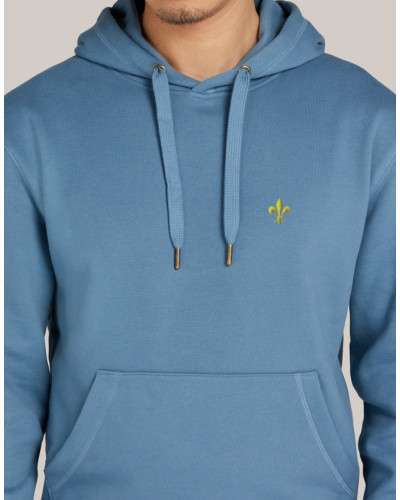 Sweat Emeric pour homme brodé Fleur de Lys bleu acier