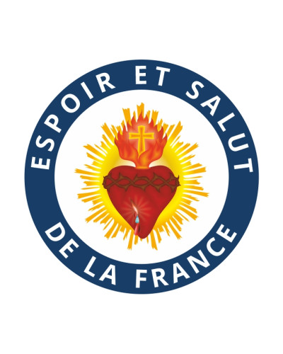 Autocollant rond Espoir et Salut de la France Sacré Cœur
