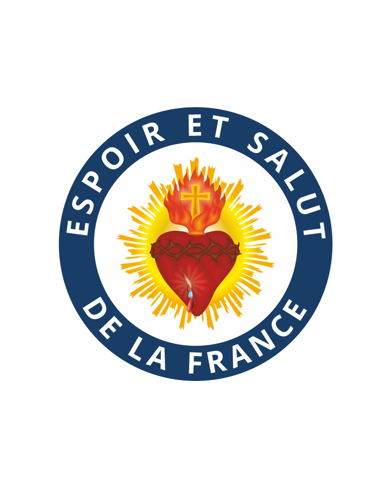 Autocollant rond Espoir et Salut de la France Sacré Cœur