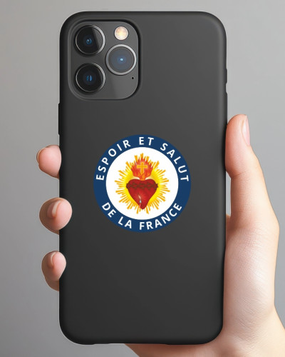 Autocollant rond Espoir et Salut de la France Sacré Cœur