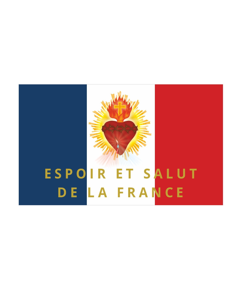 Autocollant Espoir et Salut de la France Sacré Cœur flamboyant