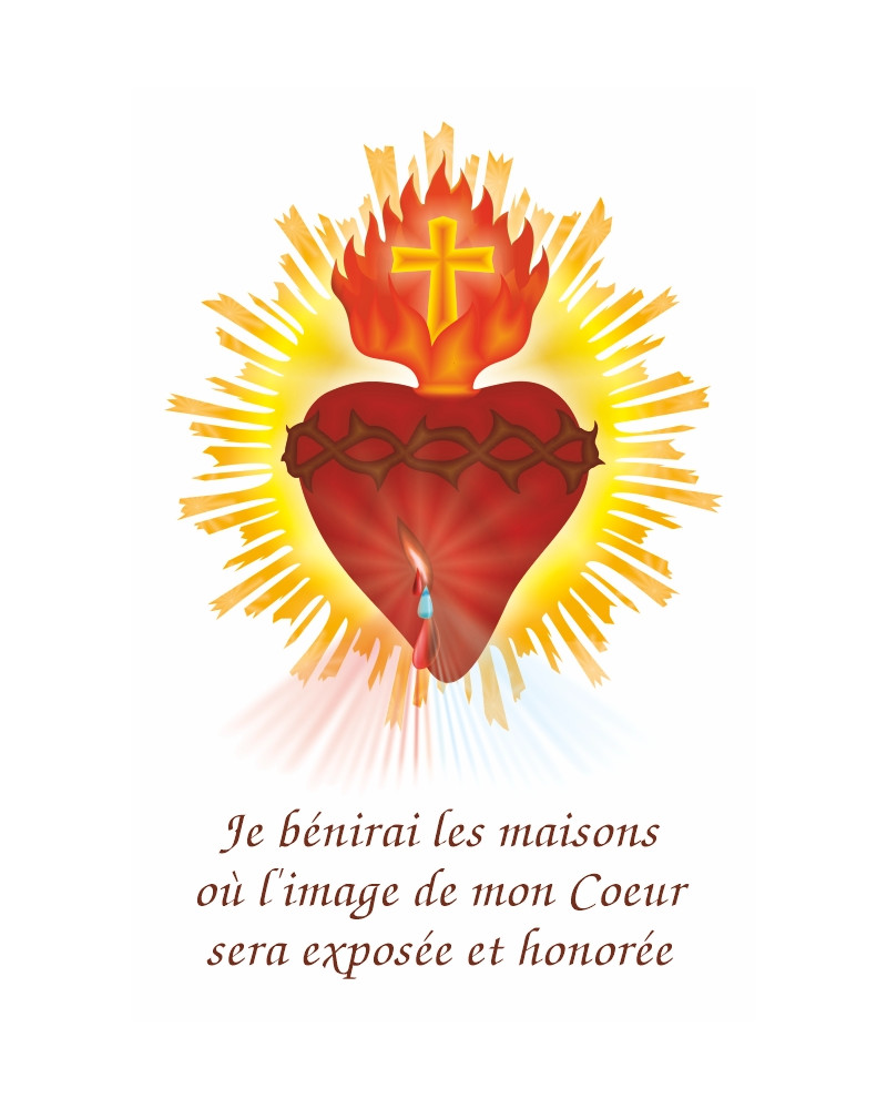 Autocollant Je bénirai les maisons Sacré Cœur de Jésus