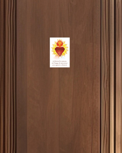 Autocollant Je bénirai les maisons Sacré Cœur de Jésus