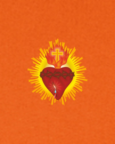 Sweat Jeanne de Chantal femme avec petit sacré coeur orange