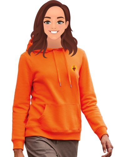 Sweat Jeanne de Chantal femme avec petit sacré coeur orange