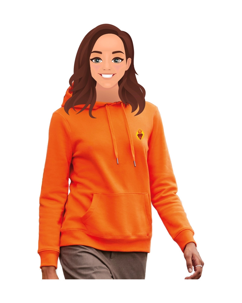 Sweat Jeanne de Chantal femme avec petit sacré coeur orange