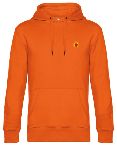 Sweat François de Sale orange homme avec petit sacré coeur