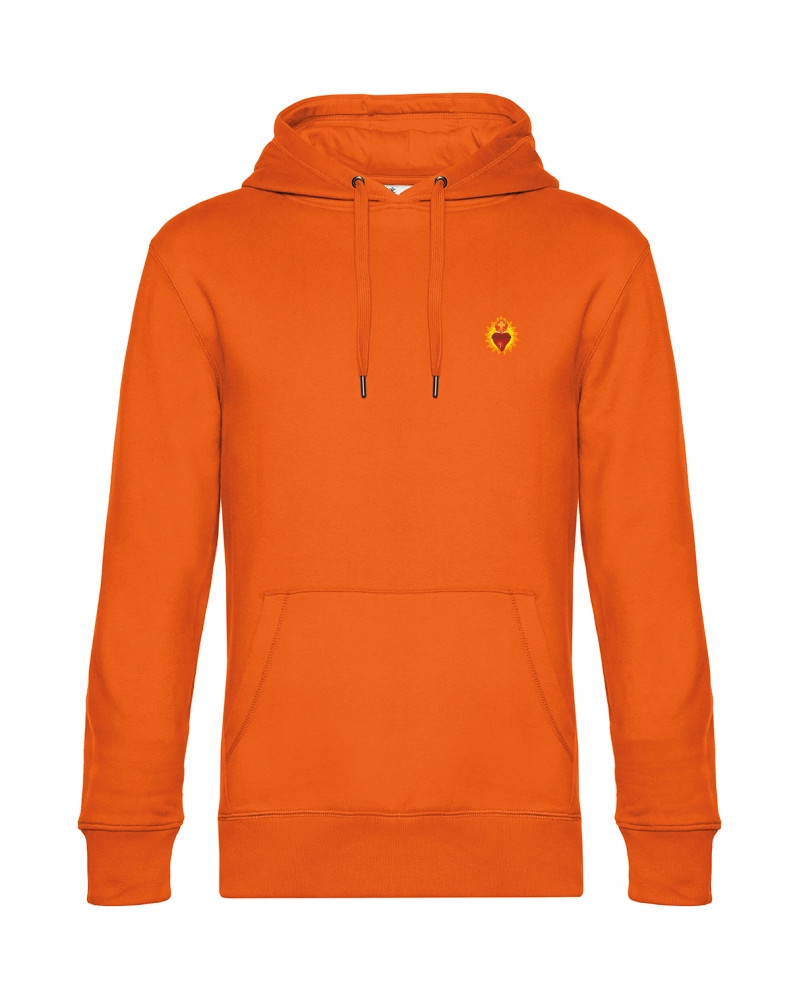 Sweat François de Sale orange homme avec petit sacré coeur
