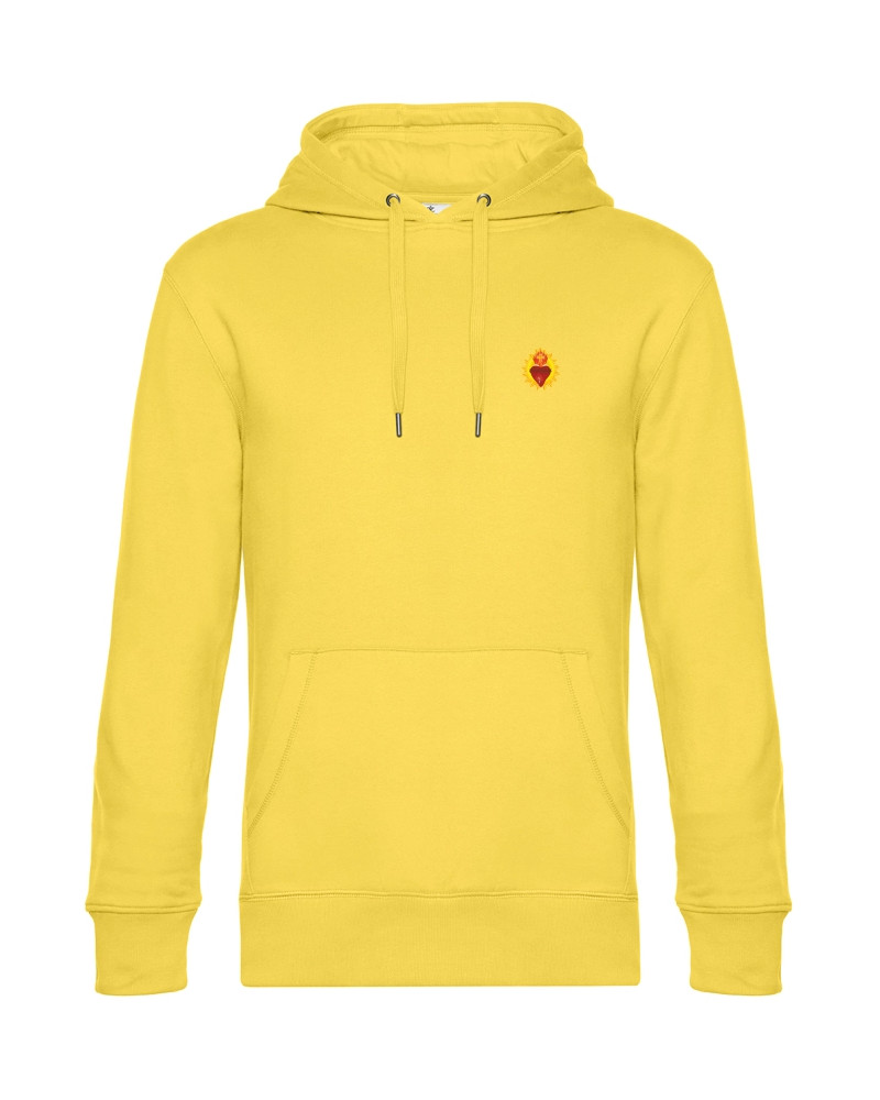 Sweat François de Sale jaune homme avec petit sacré coeur