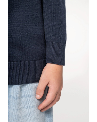 Pull garçon Jean Marie Vianney brodé croix de méditerranée marine