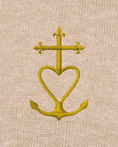 Pull femme Teresa brodé croix de méditerranée sable